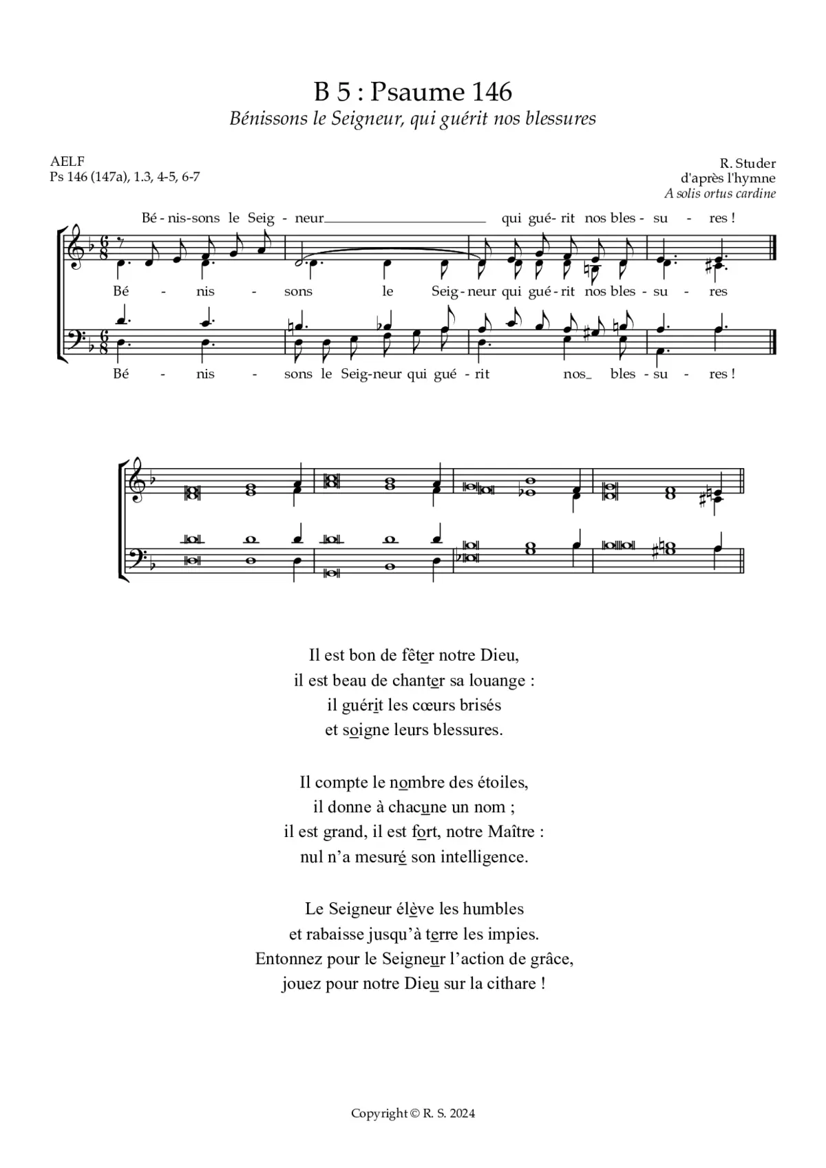 B 5 : Psaume 146 et Acclamation - Page 1