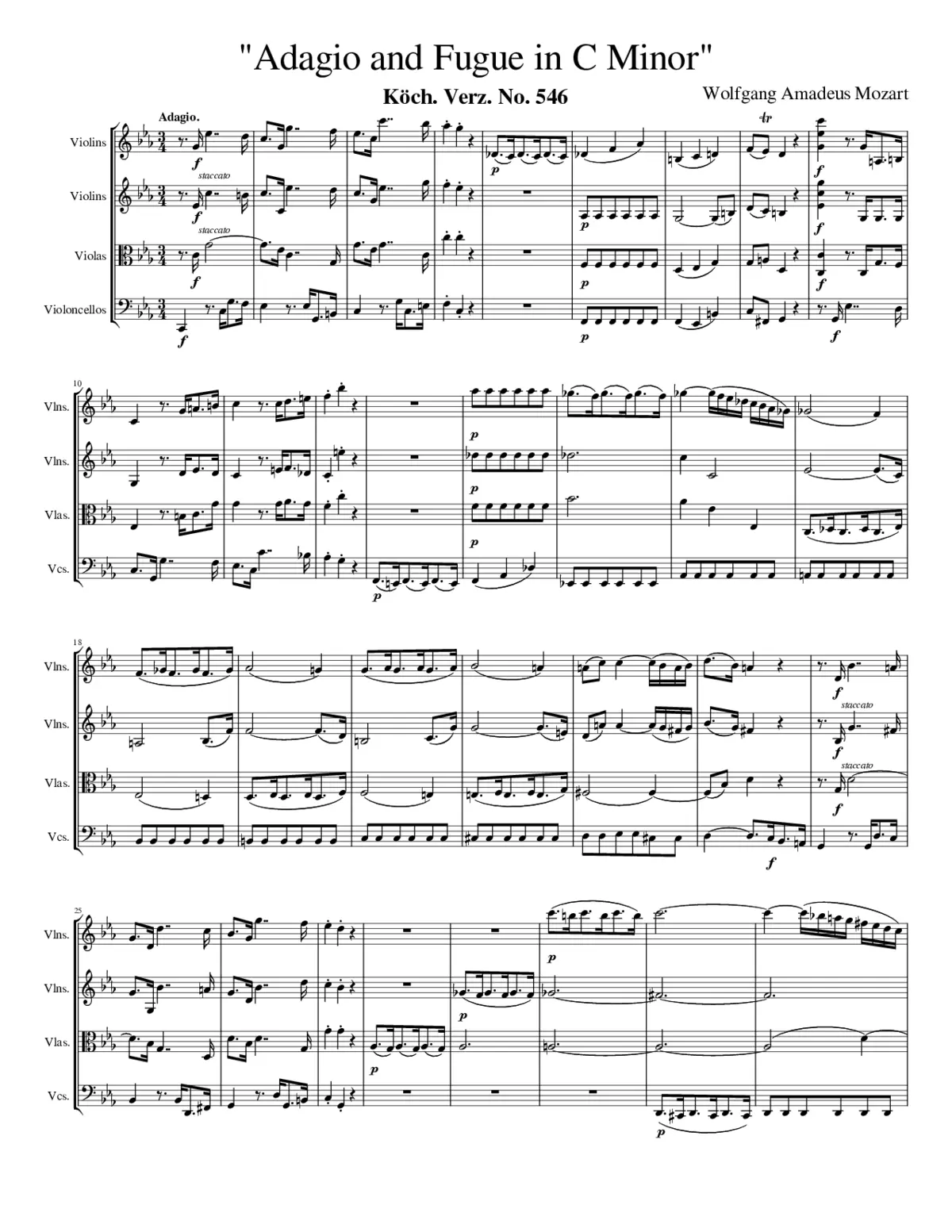 Adagio and Fugue in C minor K.546 - Page 1