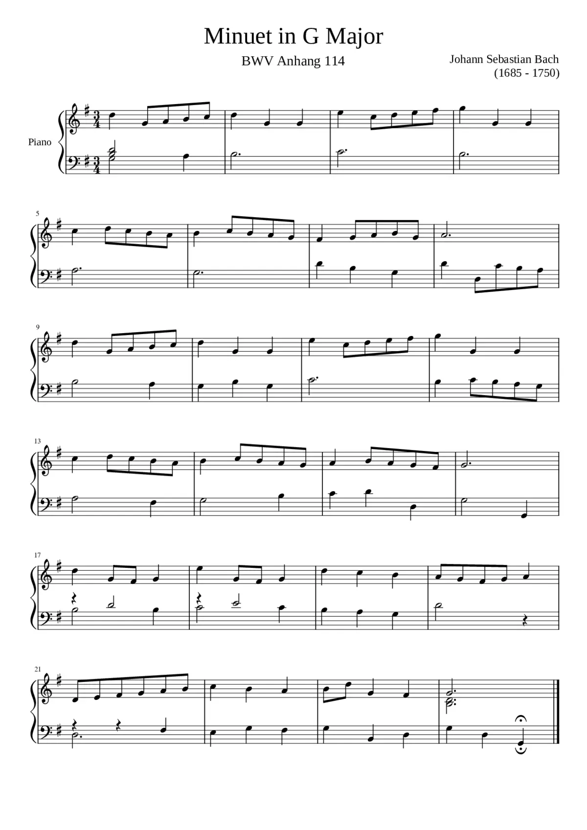 Minuet in G major BWV Anh.114 - Page 1