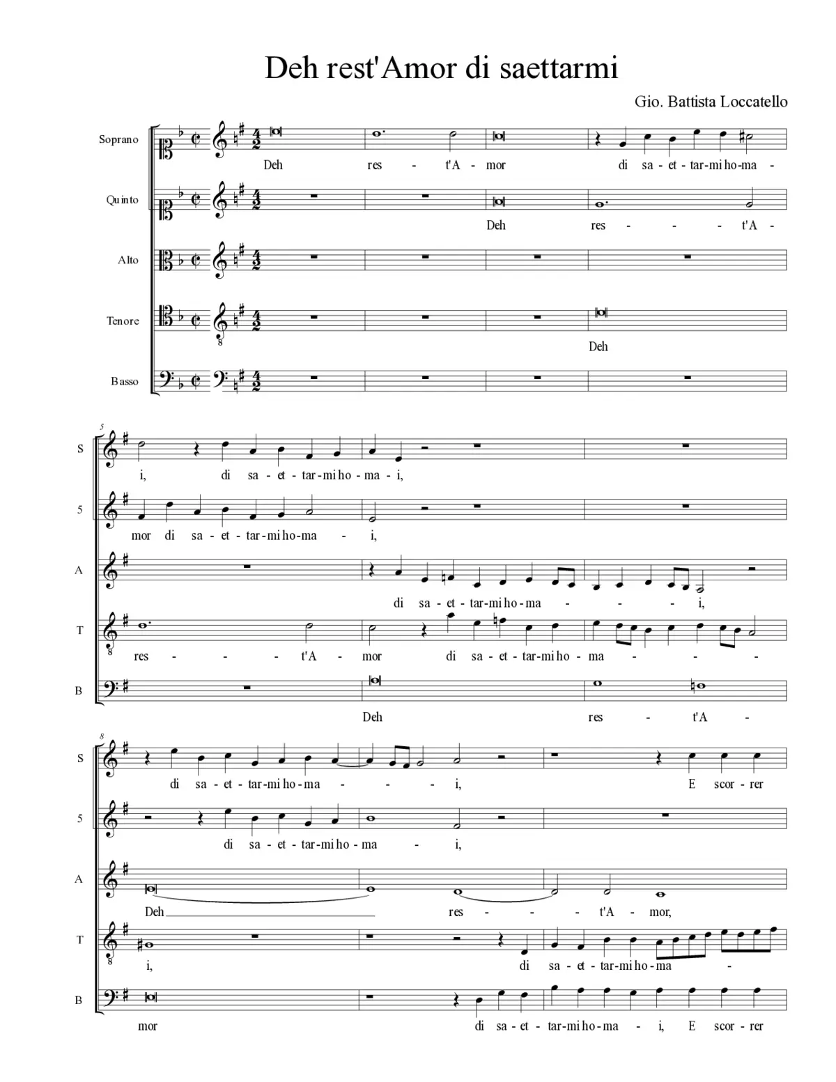 Deh rest'Amor di saettarmi - Page 1