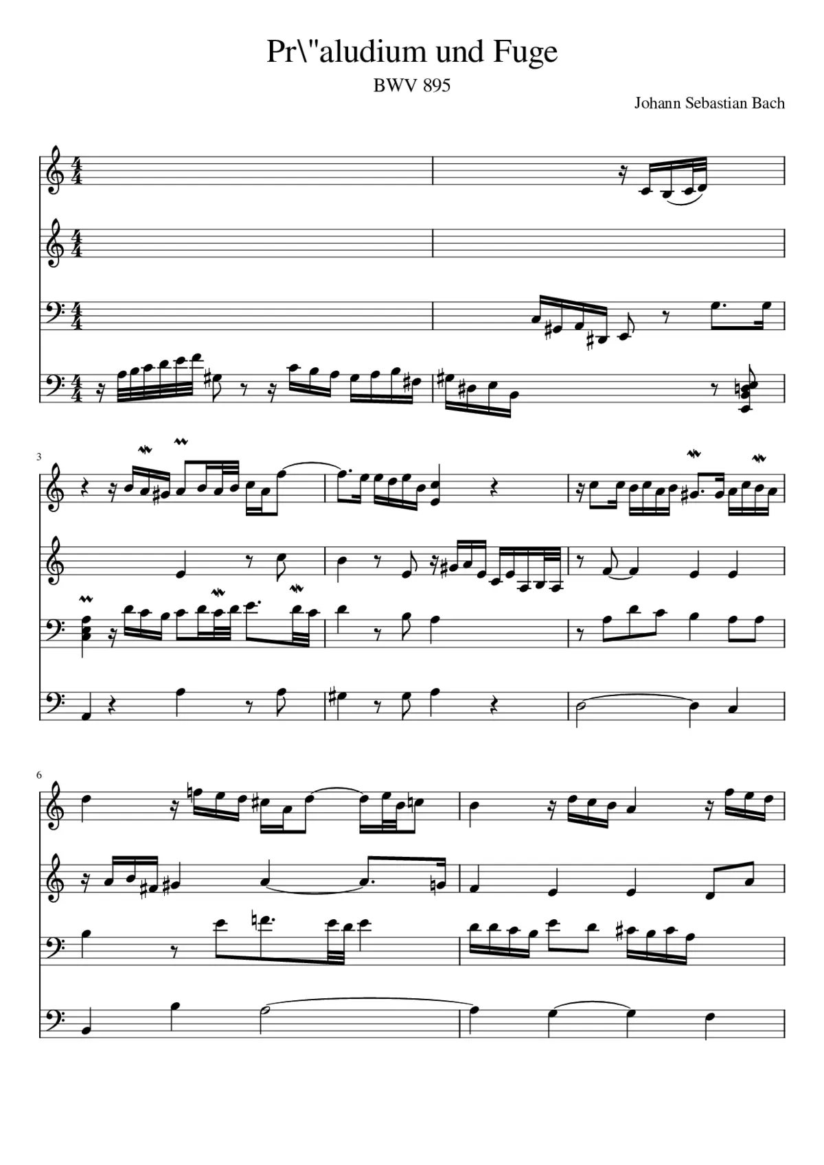 Prelude and Fugue in A minor BWV 895 - Page 1