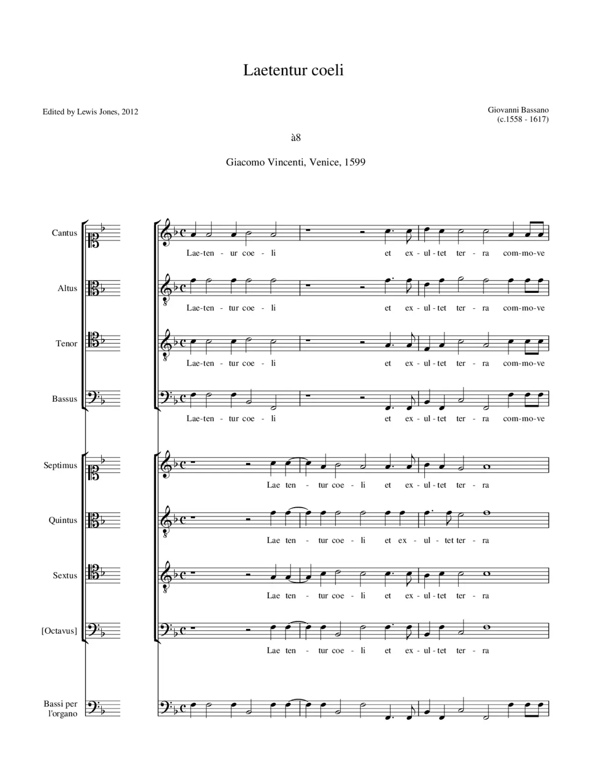 Laetentur coeli a 8 - Page 1