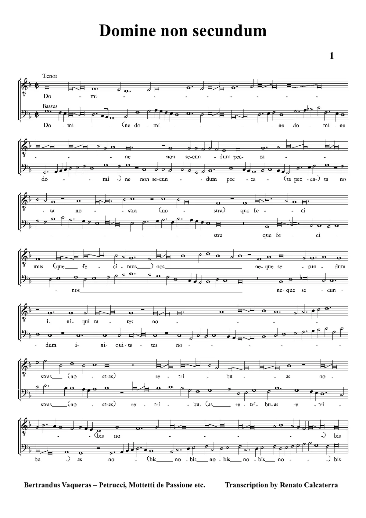 Domine non secundum - Page 1