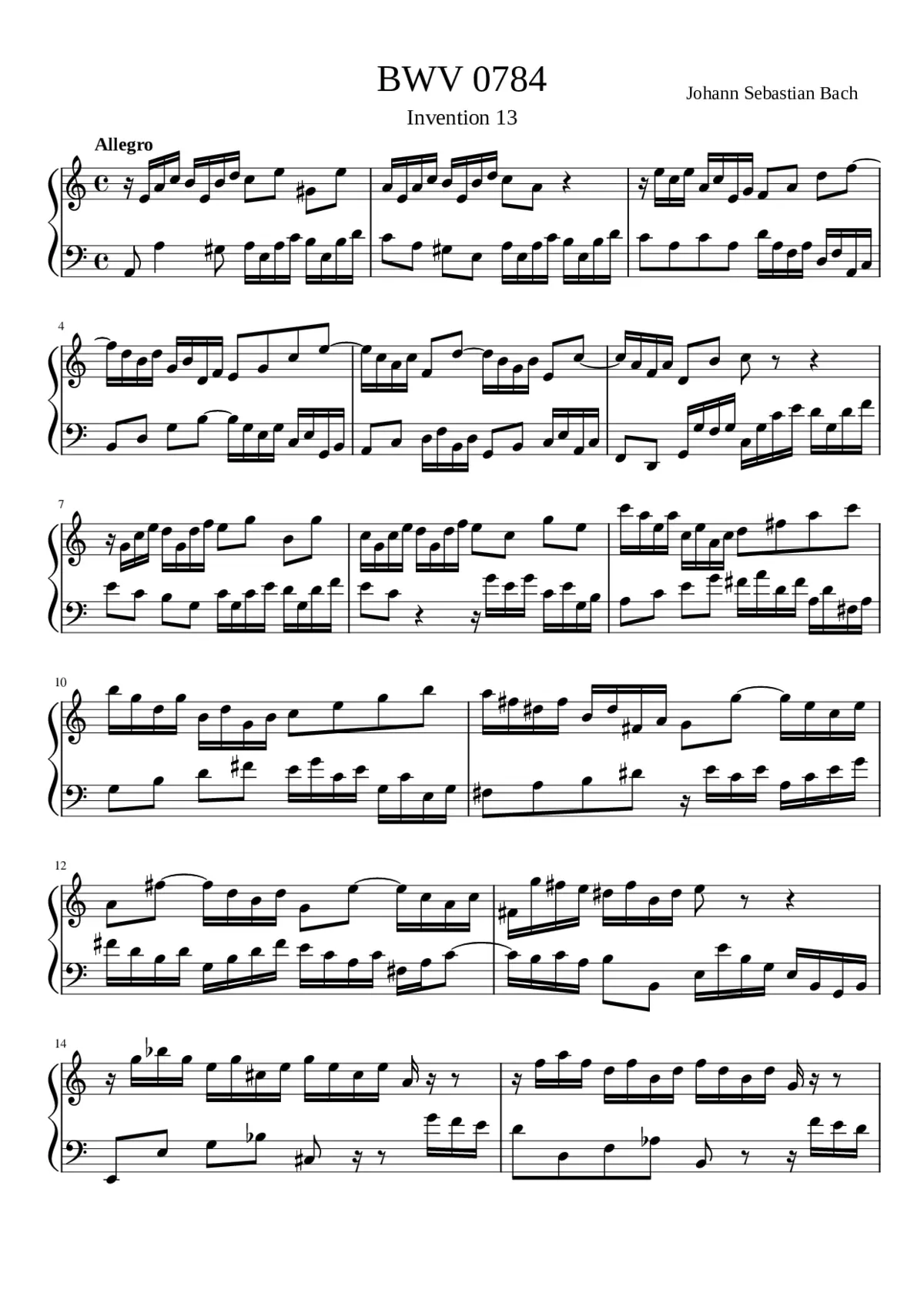 Invention in A minor BWV 784 - Page 1