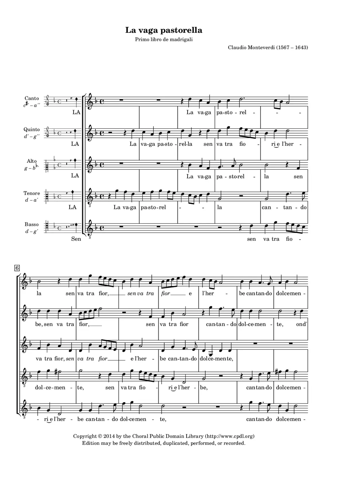 La vaga pastorella sen va tra fiori - Page 1