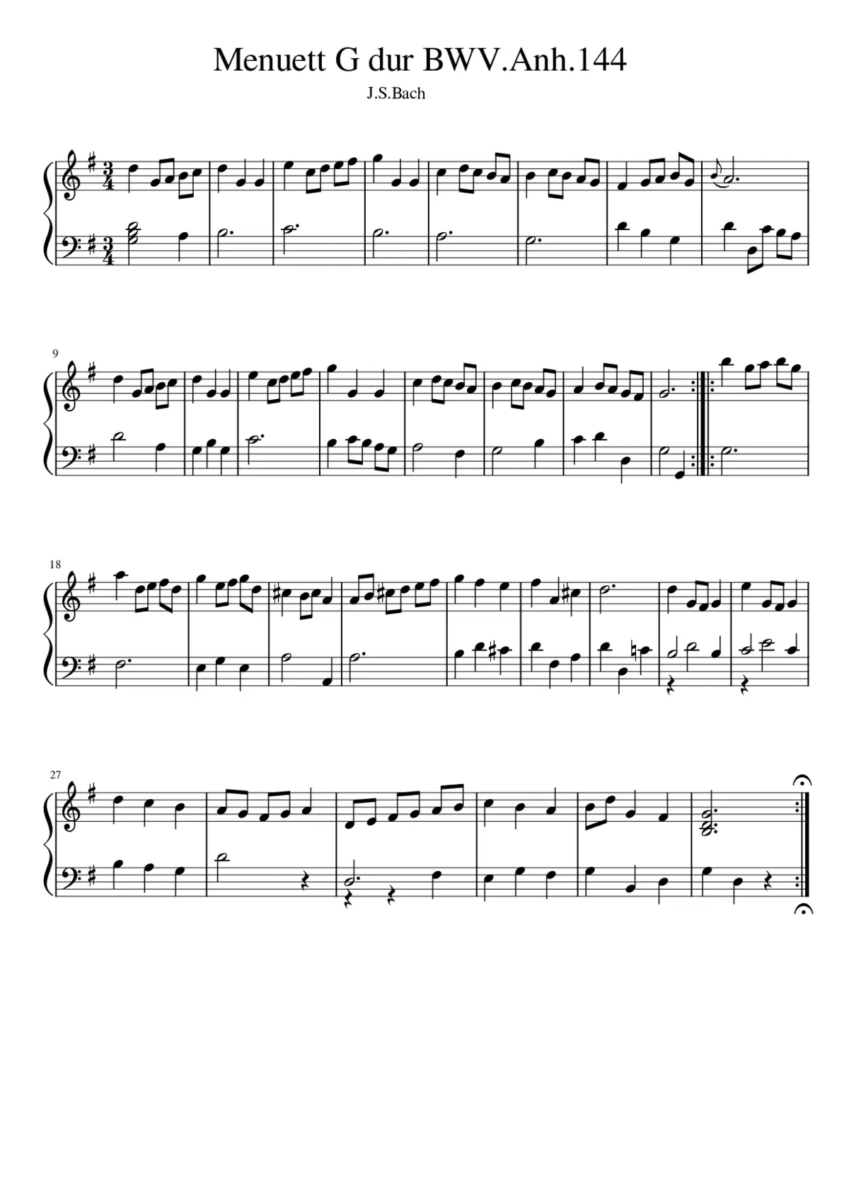 Menuett in G dur BWV.Anh.114 - Page 1
