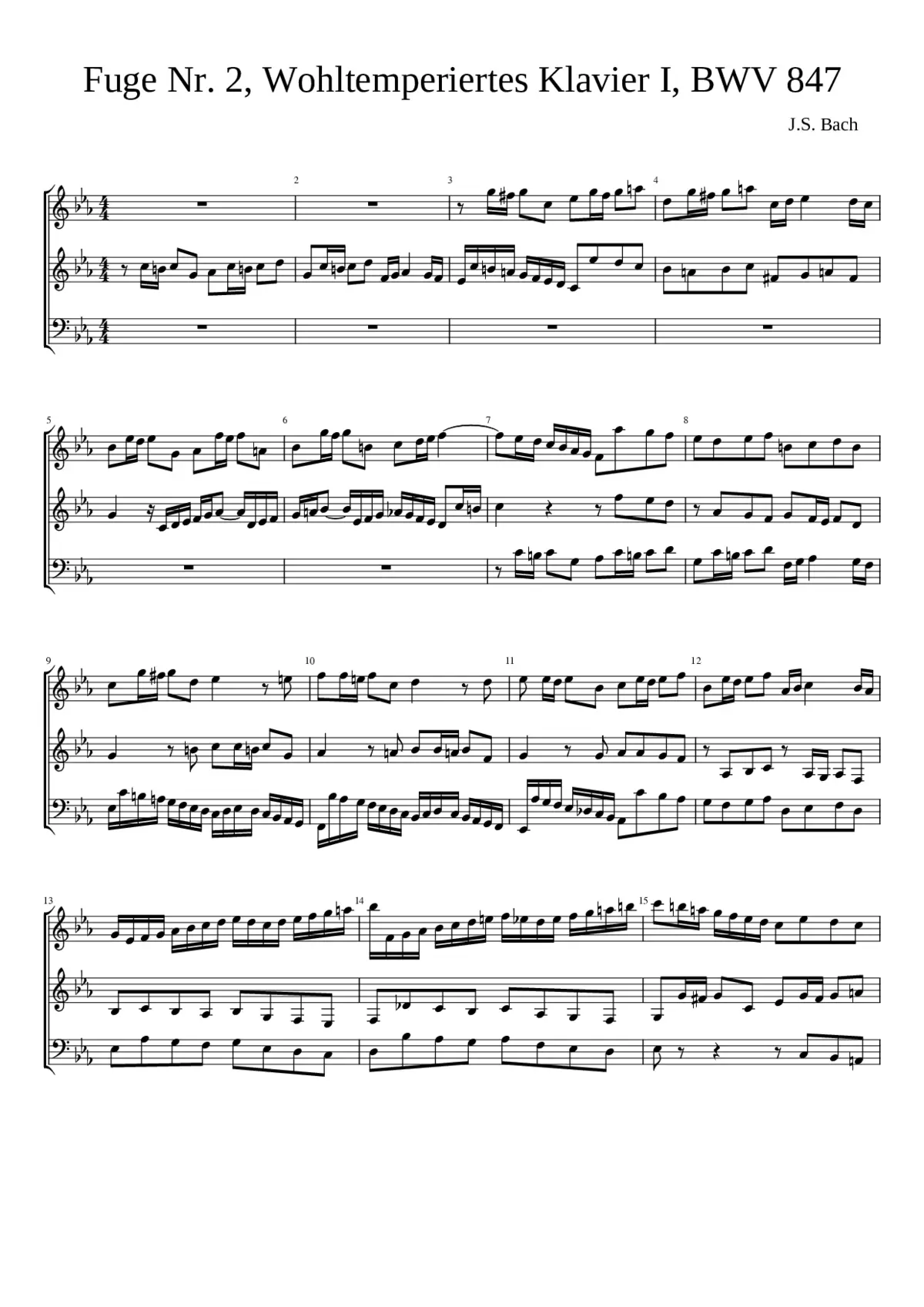 Prelude and Fugue in C minor BWV 847 - Page 1