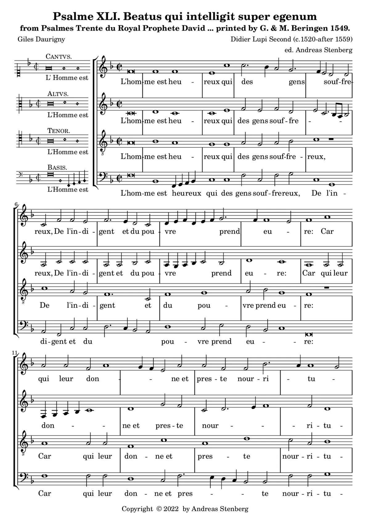 L'homme est heureux, Psalme XLI - Page 1