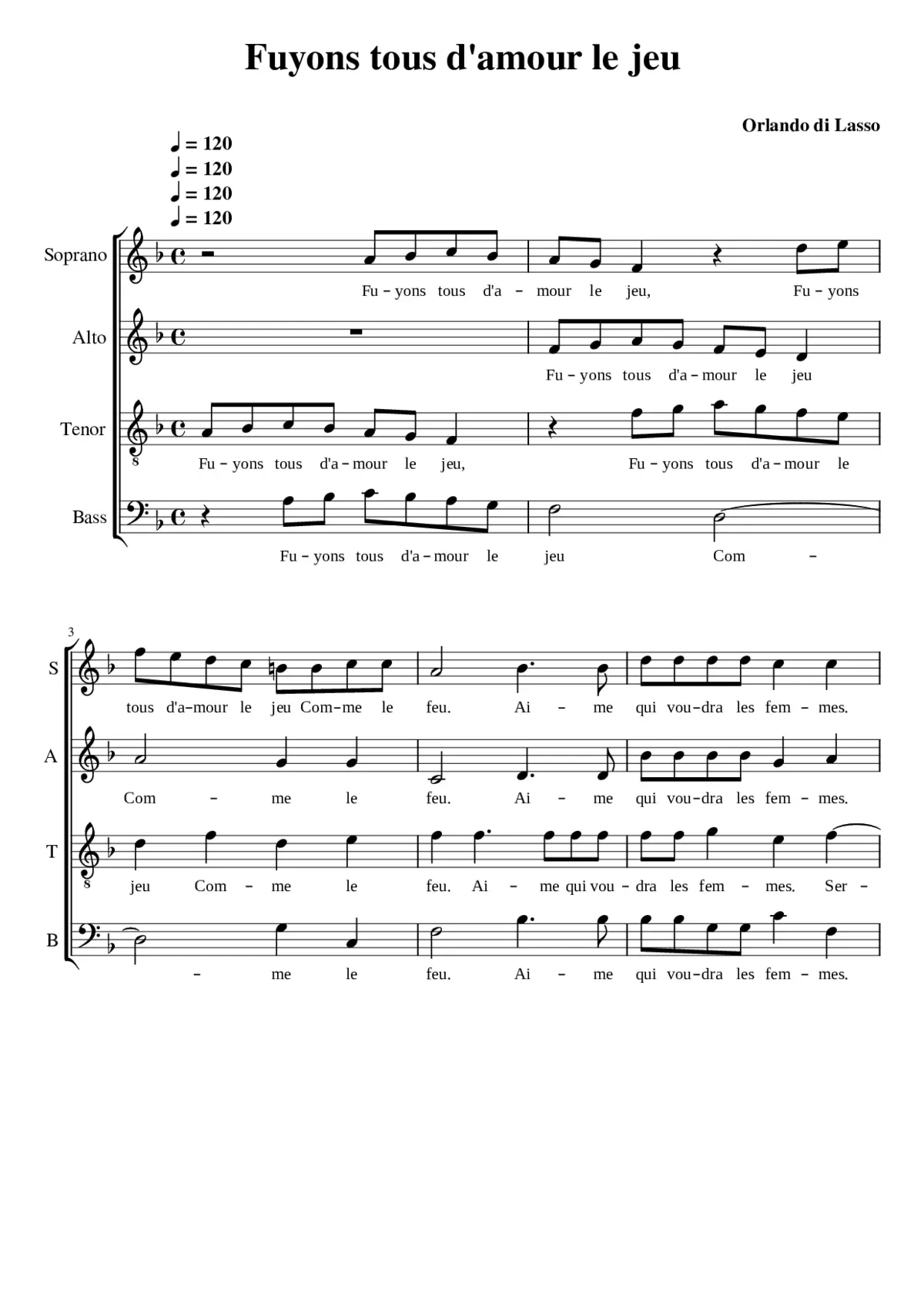 Fuyons tous d'amour le jeu - Page 1