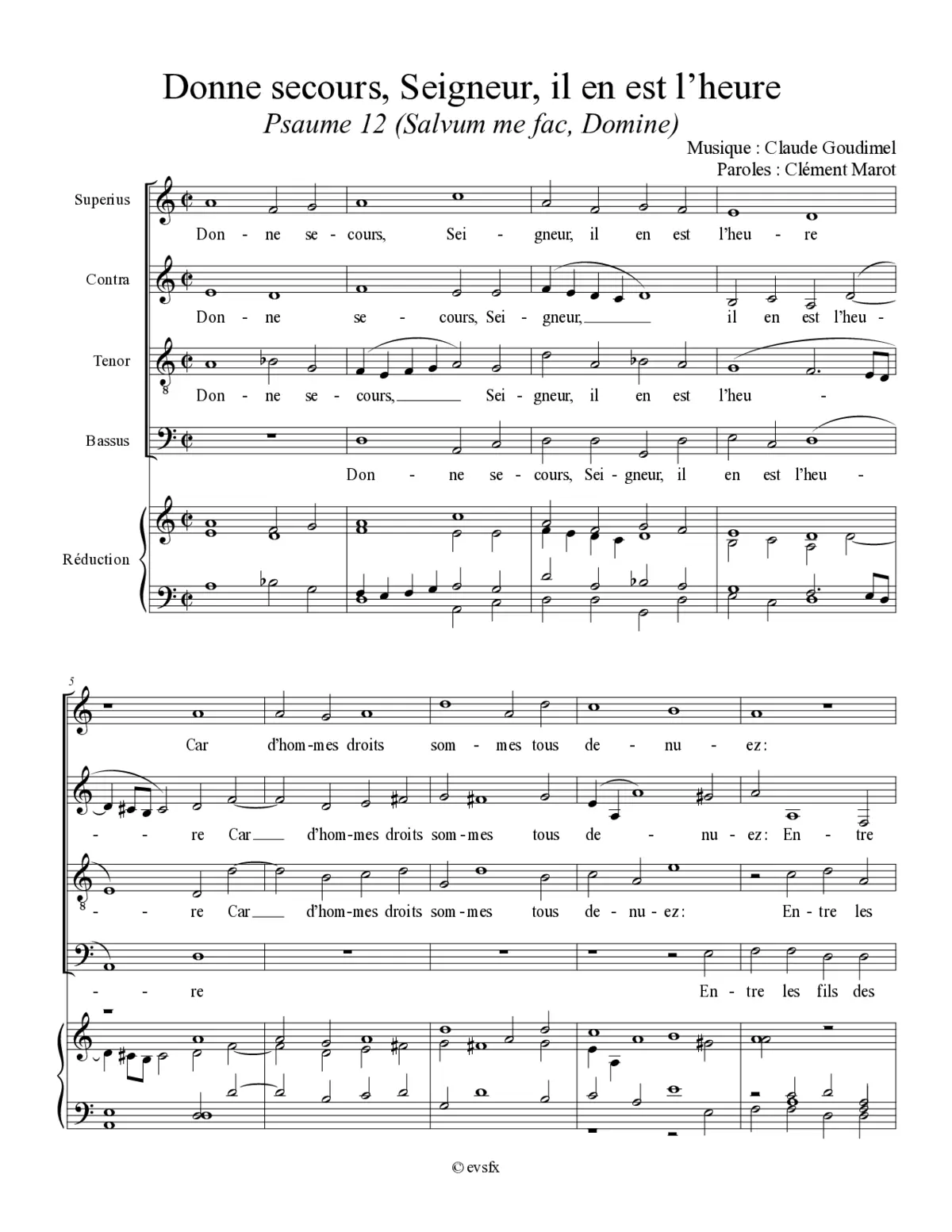 Donne secours, Seigneur, il en est l’heure (Psalm 12) - Page 1