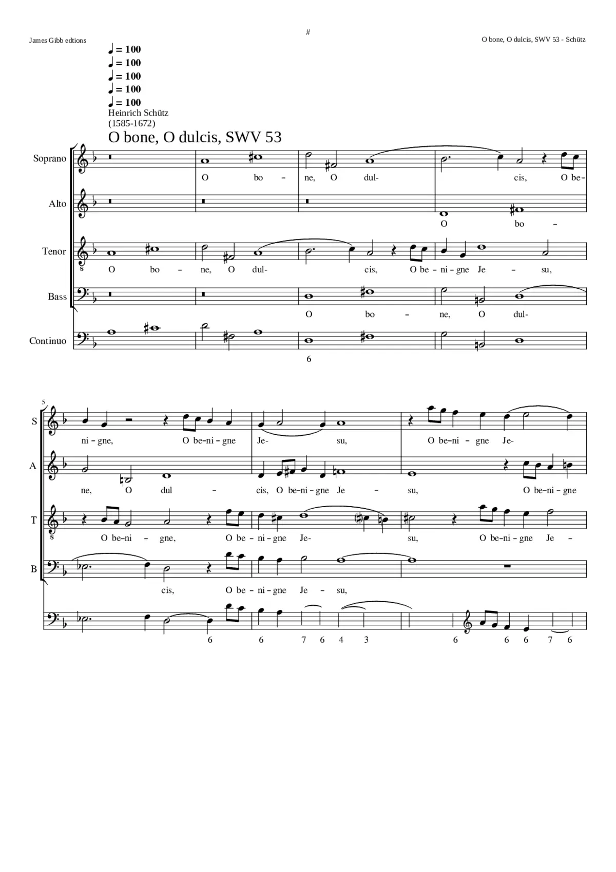 O bone o dulcis o benigne Jesu SWV 53 (Prima pars) - Page 1