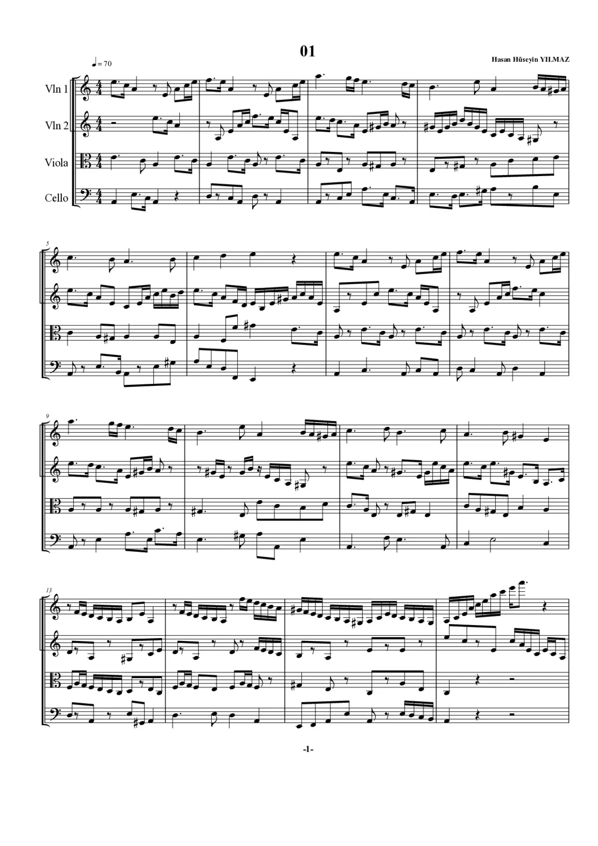 13 Pieces for String Quartet - Page 1