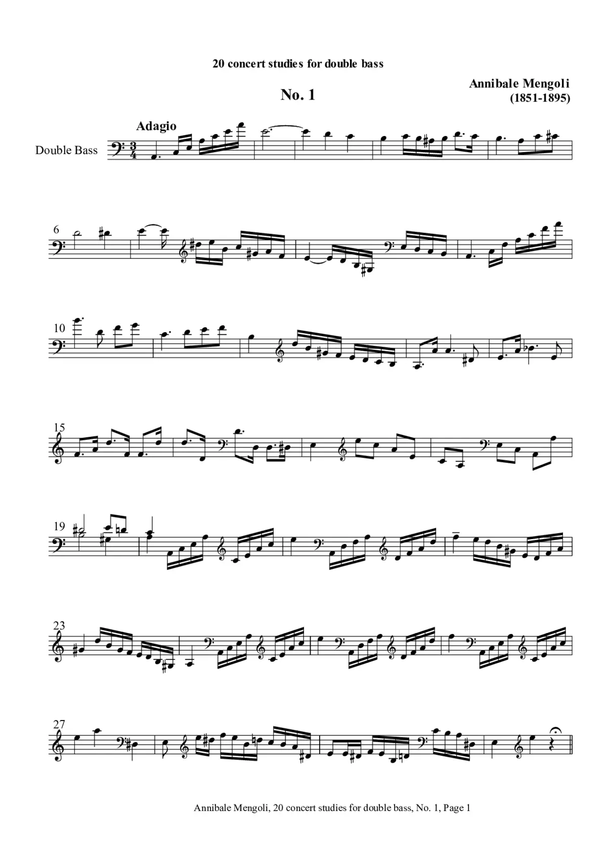20 Concert Studies for Doublebass - Page 1