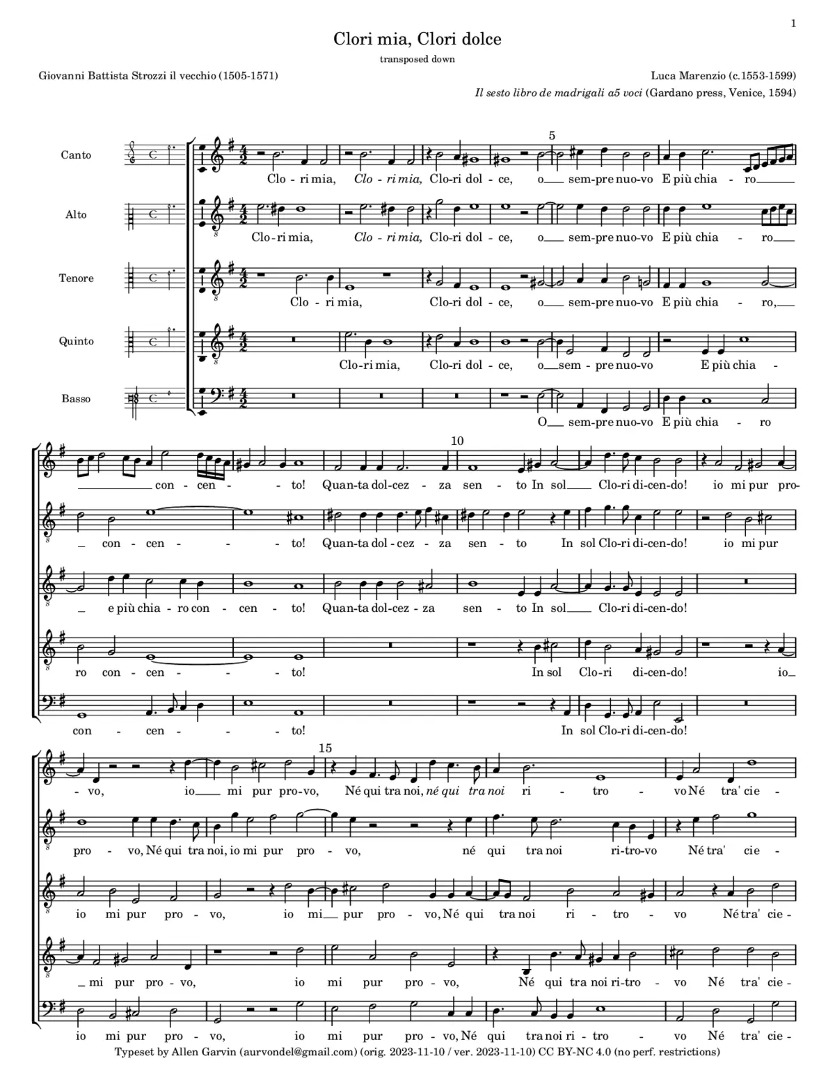Clori mia, Clori dolce - Page 1