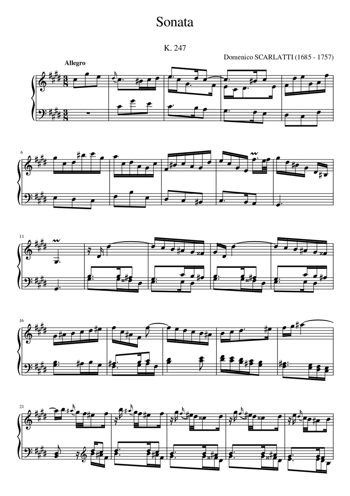 Keyboard Sonata in C-sharp minor K.247 - Page 1