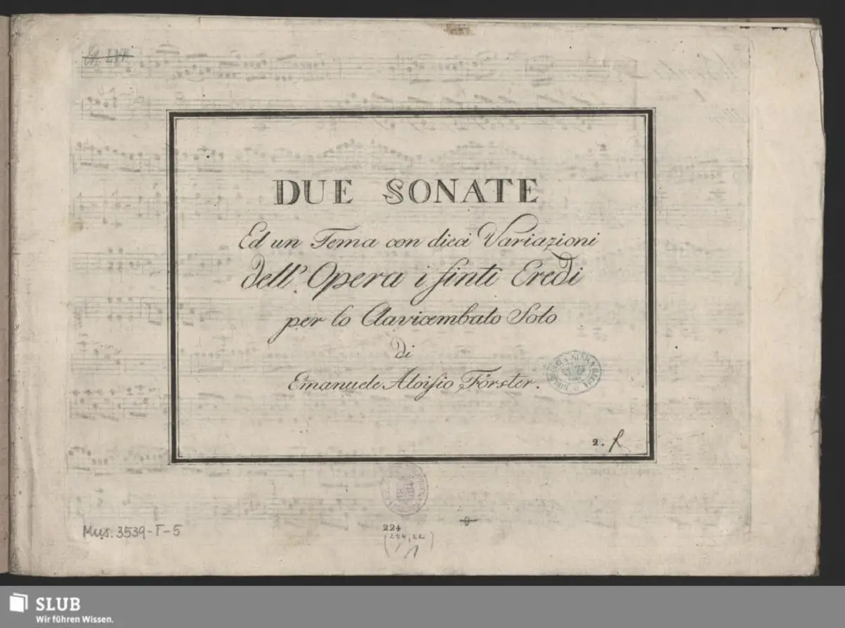 2 Keyboard Sonatas and Variations on an Arietta from 'I finti eredi' - Page 1