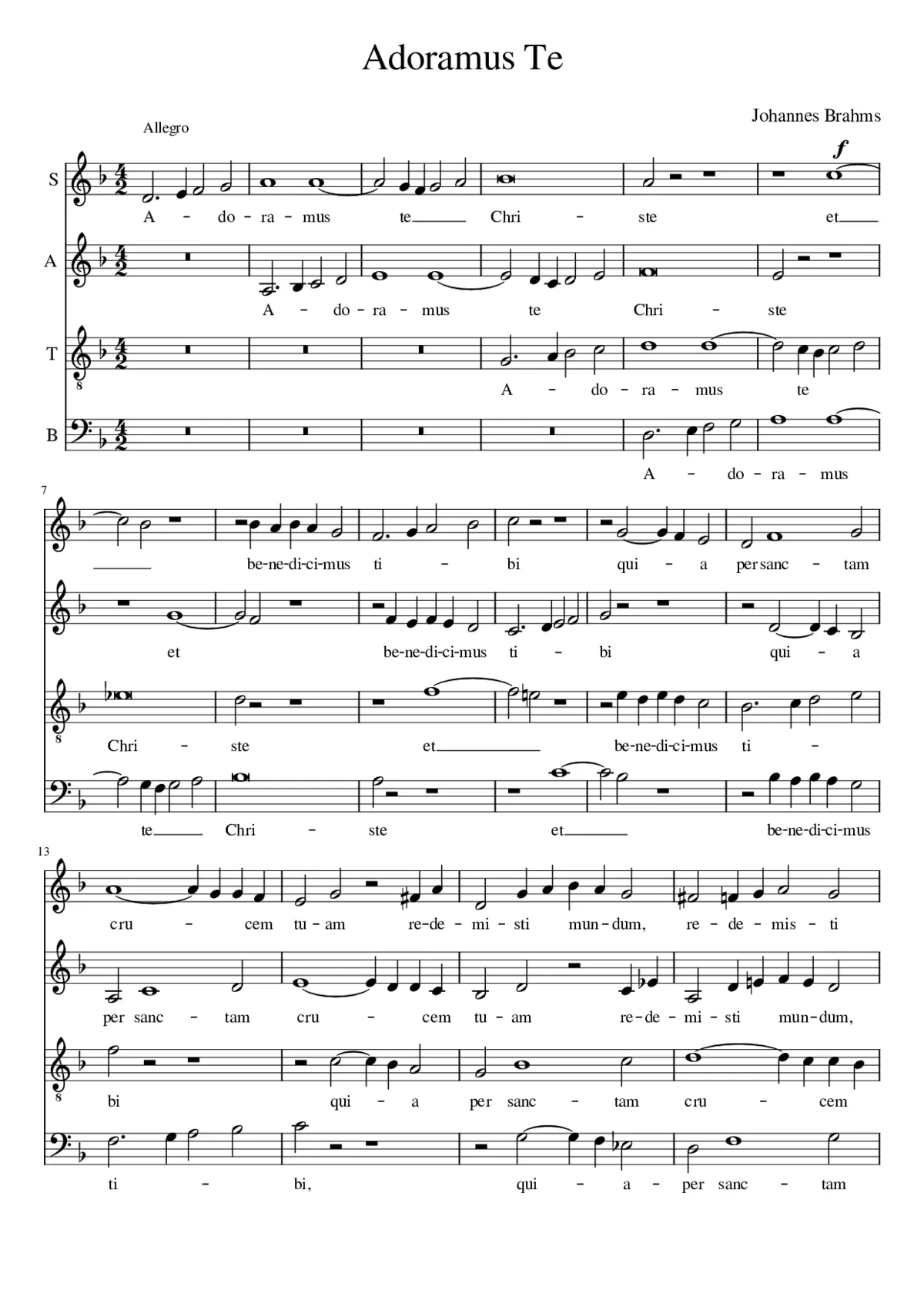 Brahms - Adoramus Te - Page 1