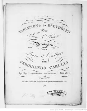 Variations de Beethoven pour piano et basse arrangées pour piano et guitare