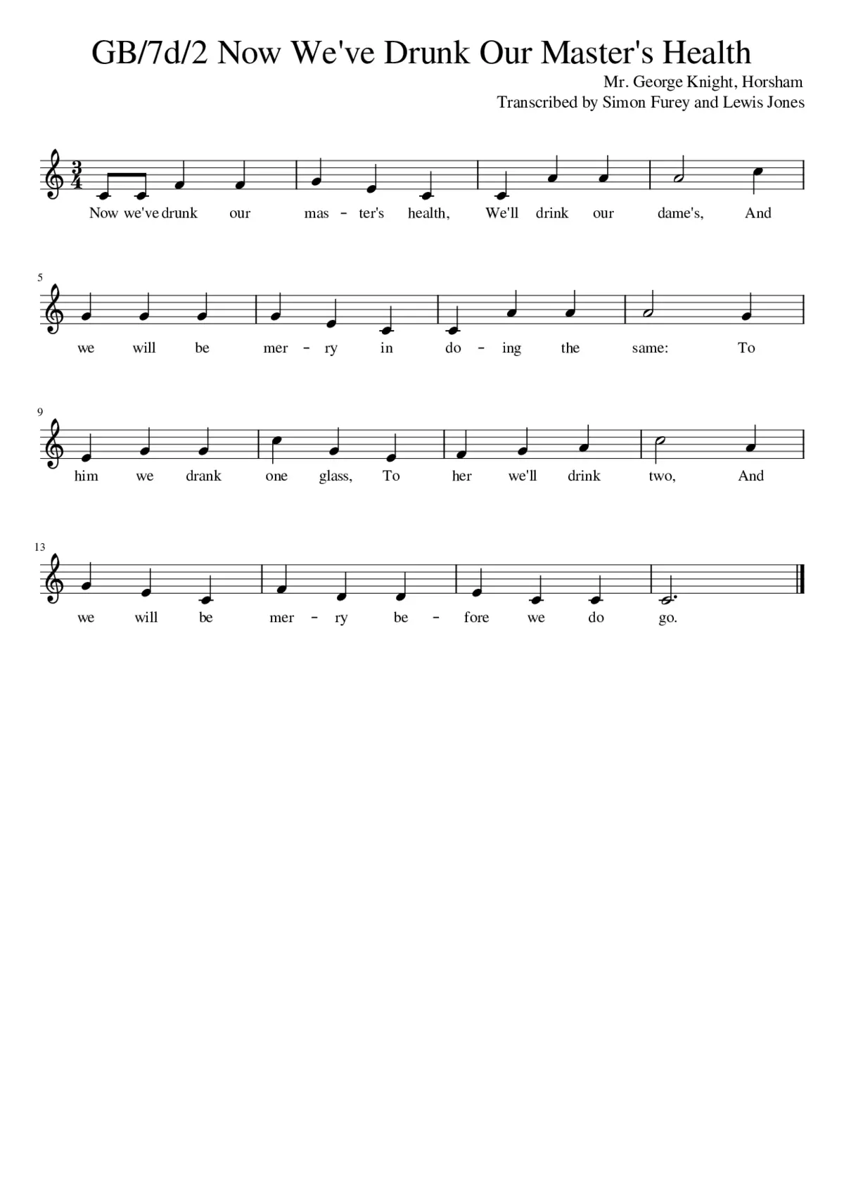 GB/7d/2 Now We've Drunk Our Master's Health - Page 1