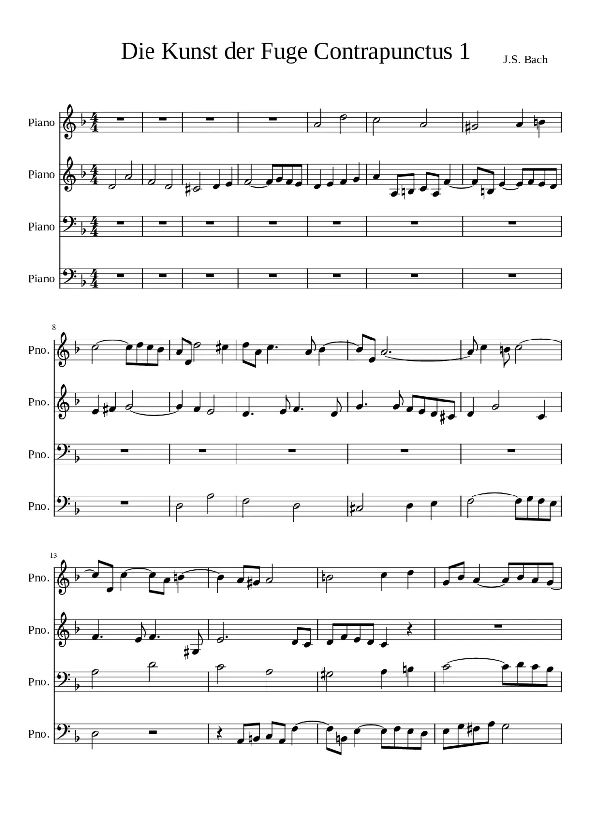 Die Kunst der Fuge BWV 1080 - Page 1