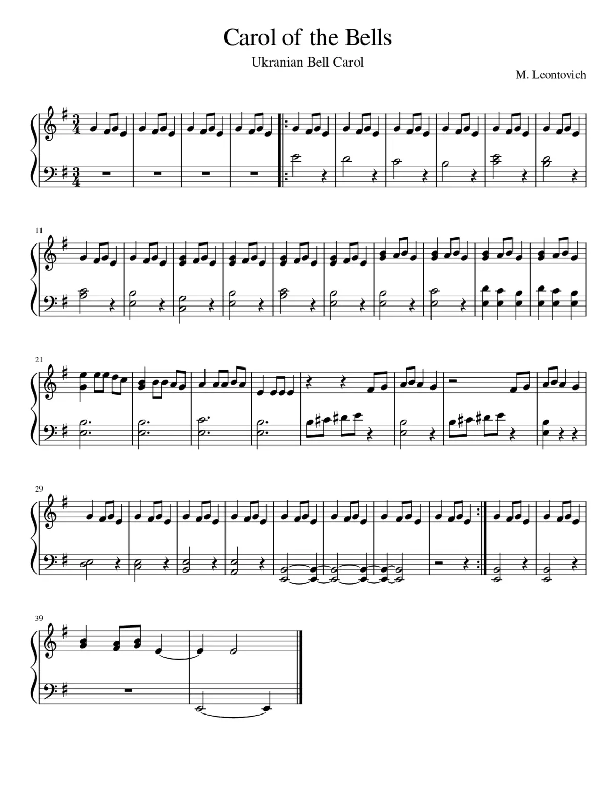 Carol of the Bells - Page 1