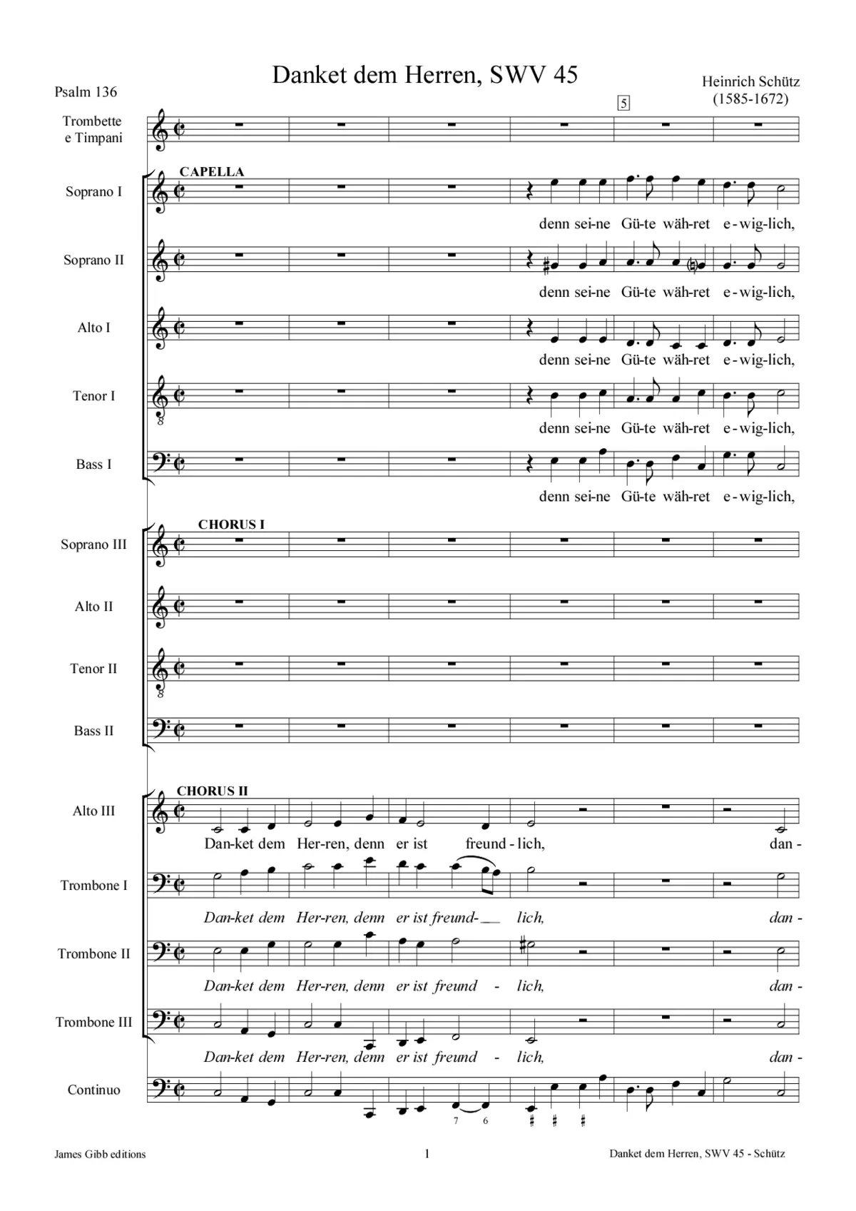 Danket dem Herren, denn er ist freundlich (Psalm 136), SWV 45 - Page 1