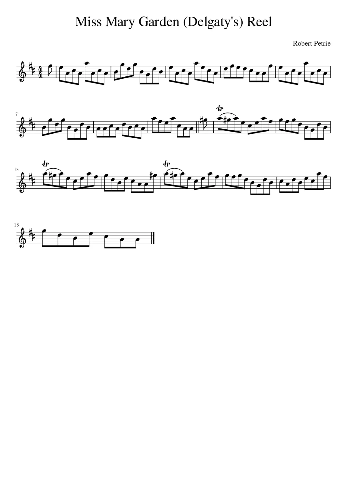 Miss Mary Garden (Delgaty's) Reel - Page 1