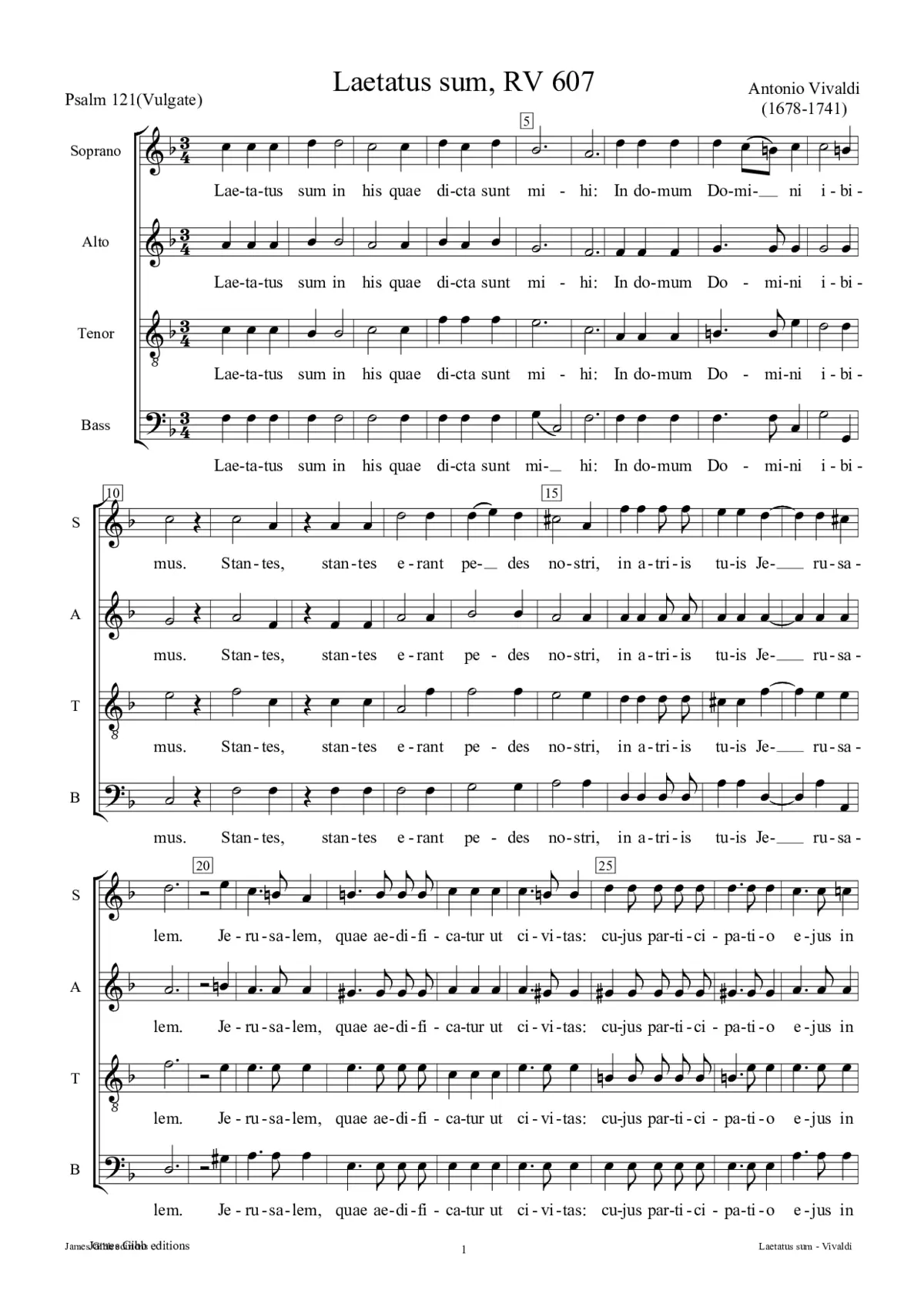 Laetatus sum, RV 607 - Page 1