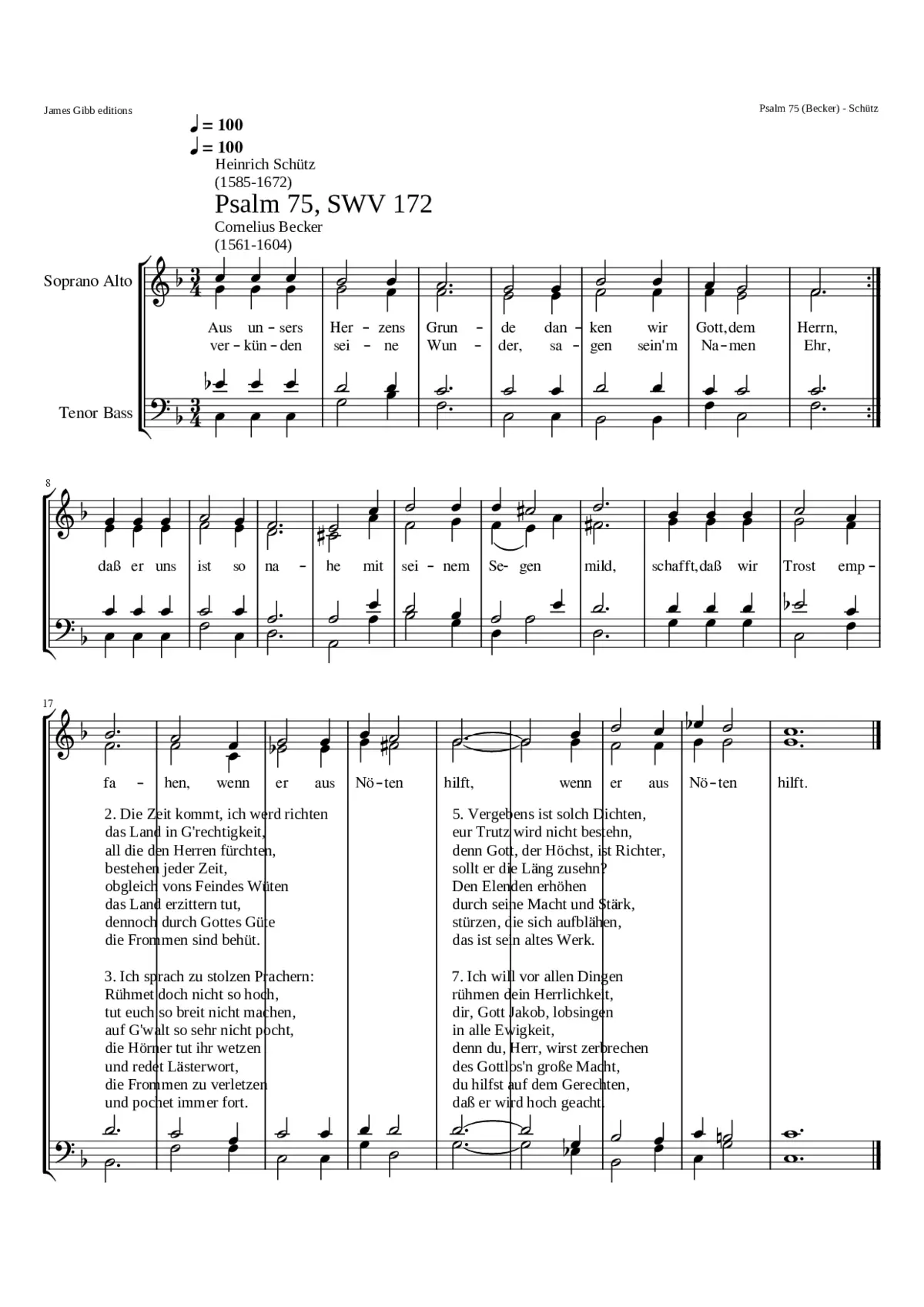 Aus unsers Herzen Grunde SWV 172 - Page 1