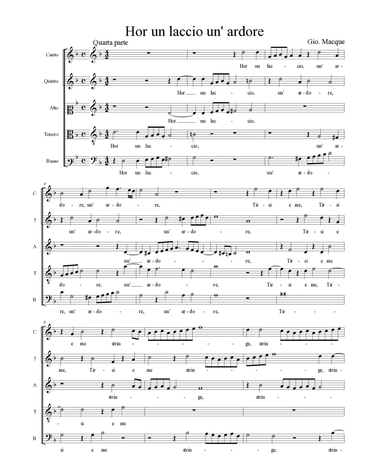 Hor un laccio un' ardore - Page 1