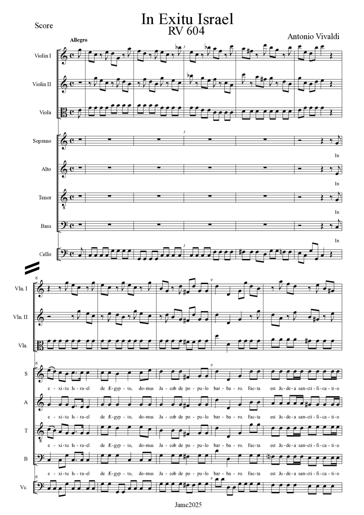 In exitu Israel, RV 604 - Page 1