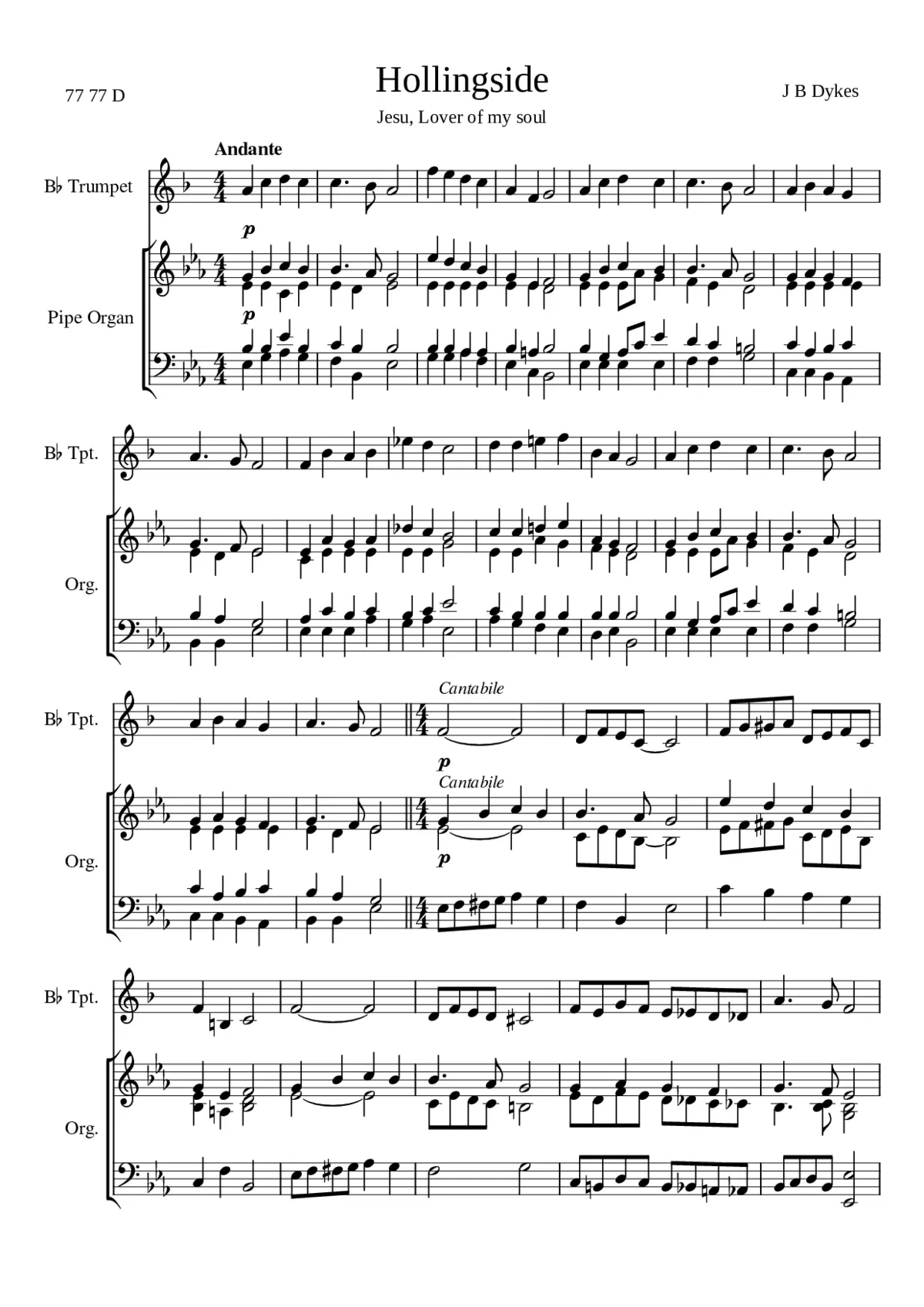 Jesu Lover of my soul (Hollingside) - Page 1