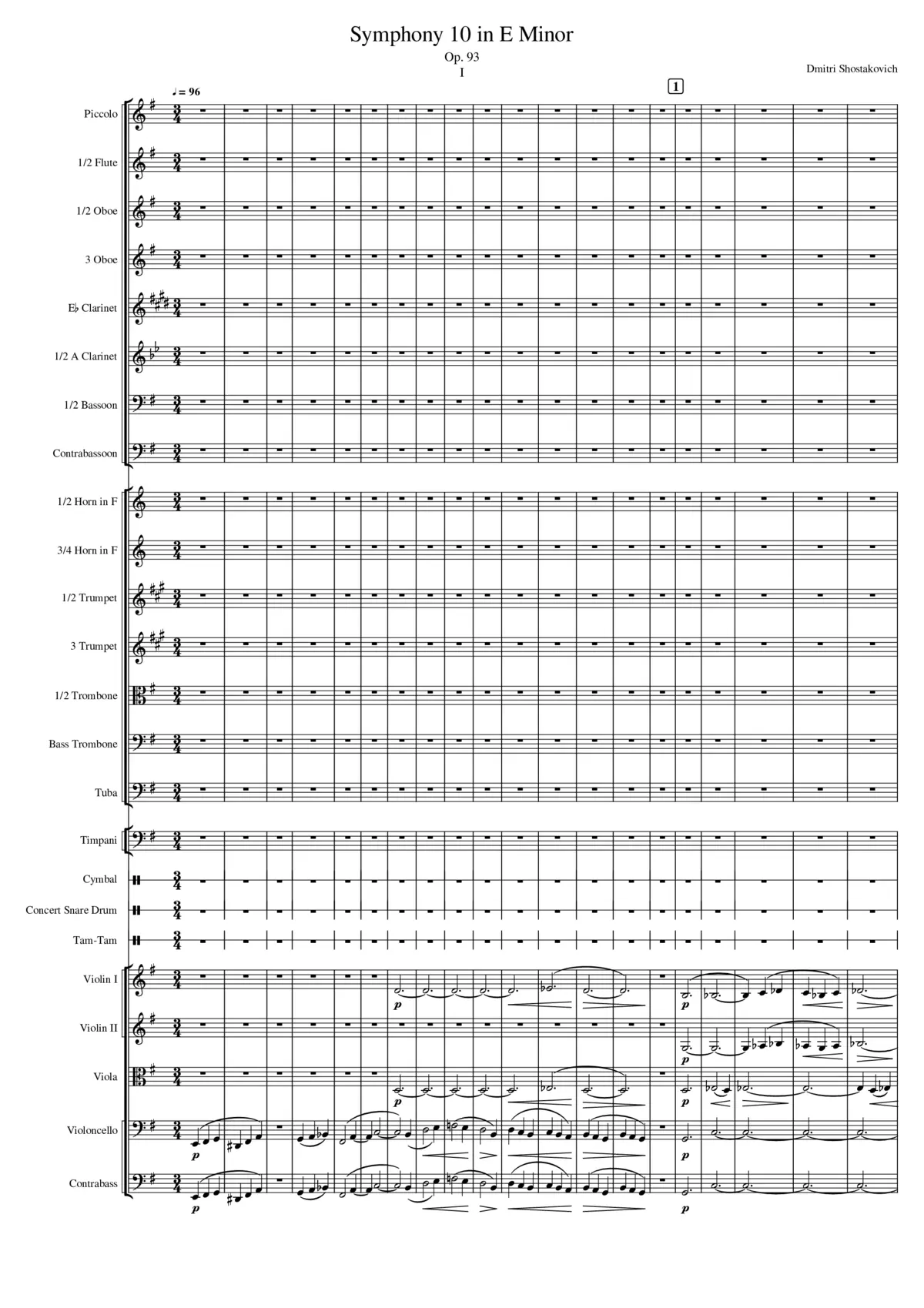 Symphony No. 10 in E minor Op. 93 - Page 1