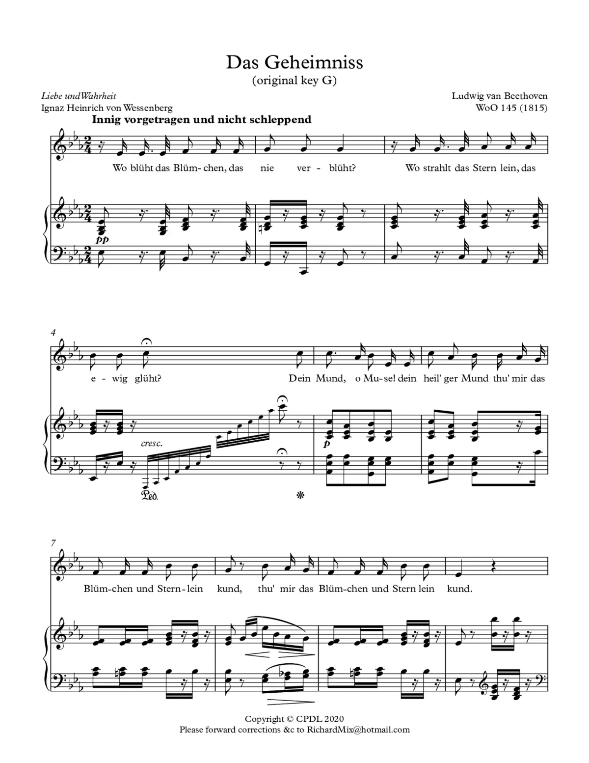 Das Geheimnis, WoO 145 - Page 1