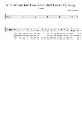 VIII. Tell me true Love where shall I seeke thy being