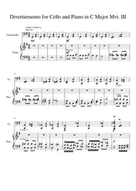 Divertiemento for Cello and Piano in C Major Mvt. III