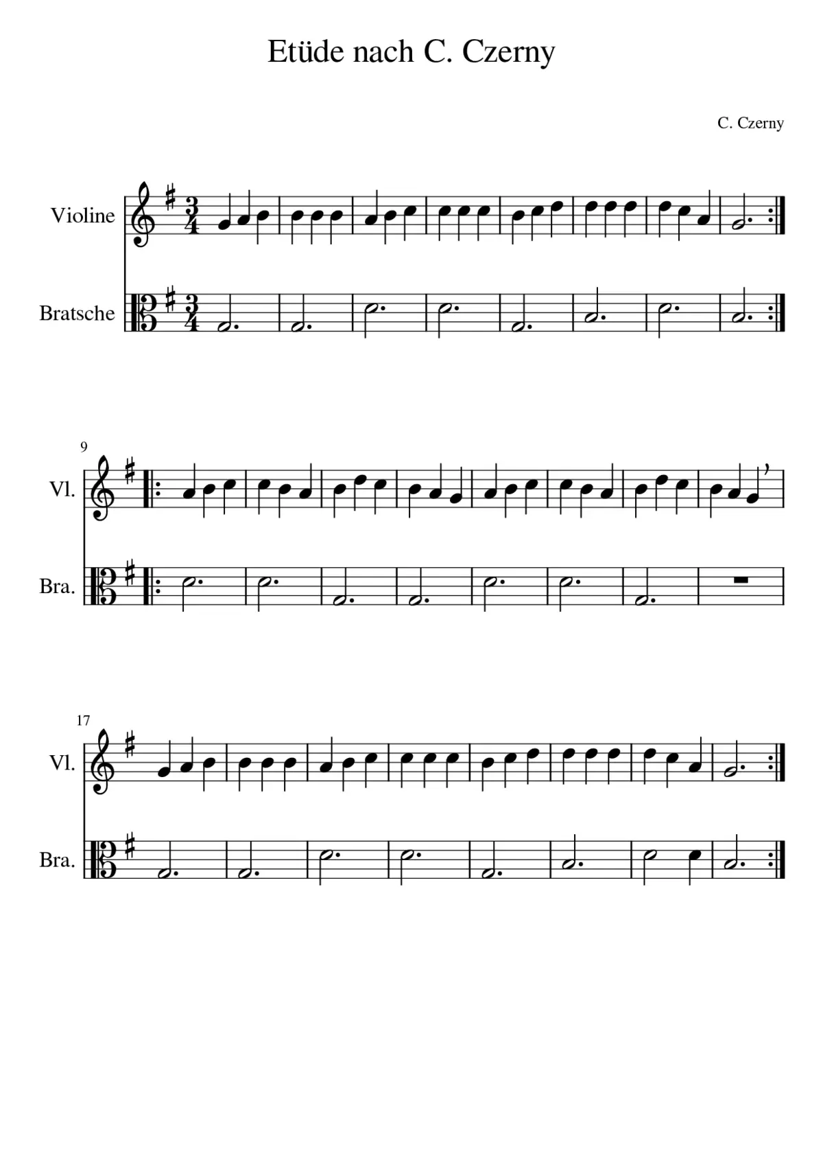 Etüde nach C.Czerny (Violine und Viola) - Page 1