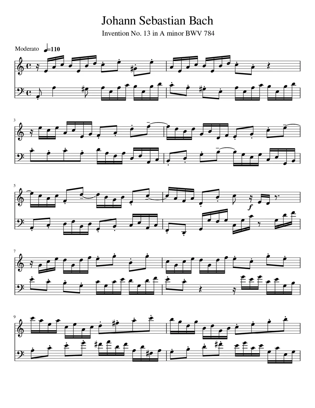 Invention in A minor BWV 784 - Page 1