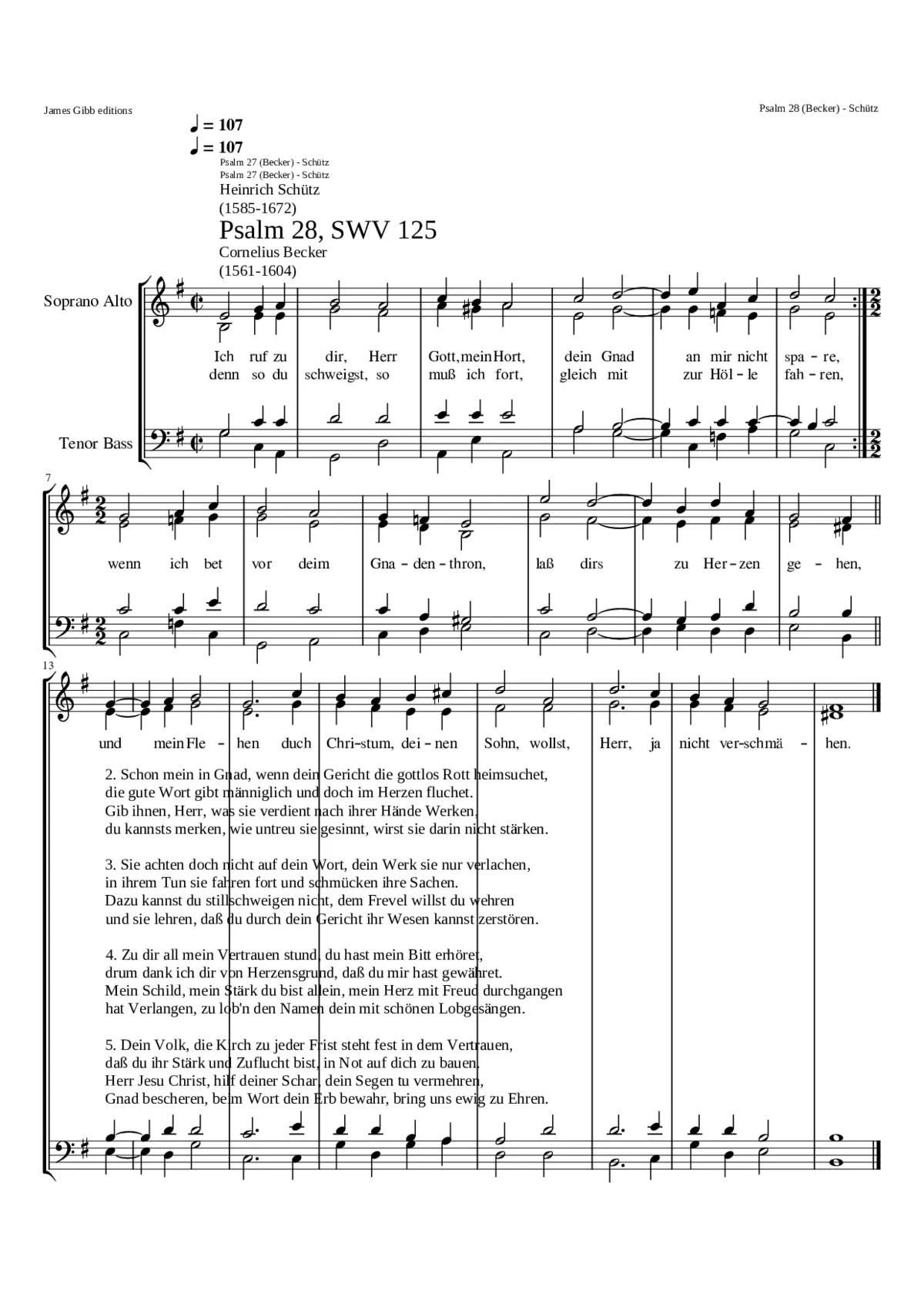 Ich ruf zu dir Herr Gott mein Hort SWV 125 - Page 1