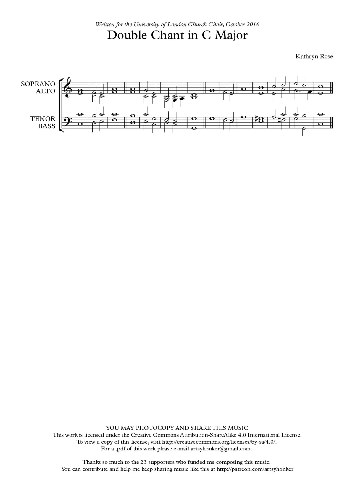 Double Chant in C Major - Page 1