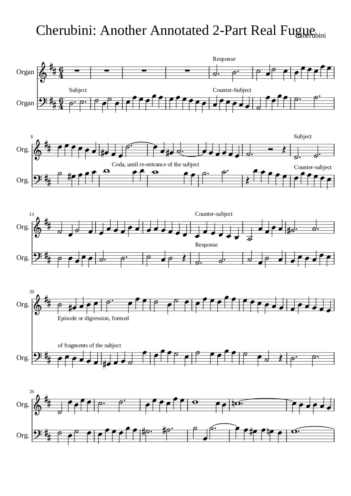 Cherubini: Another Annotated 2-Part Fugue - Page 1