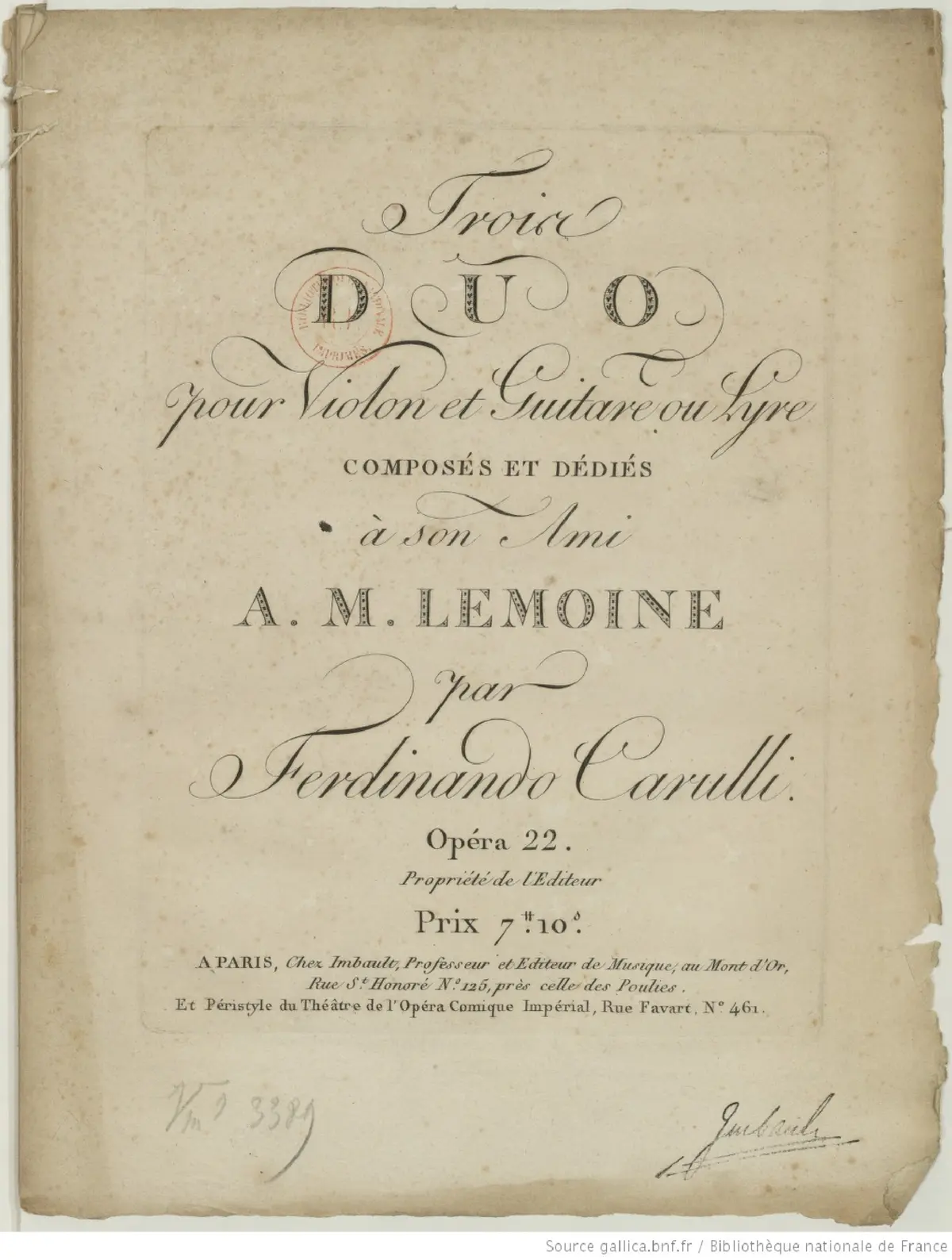3 Duos pour Violon et Guitare ou Lyre - Page 1