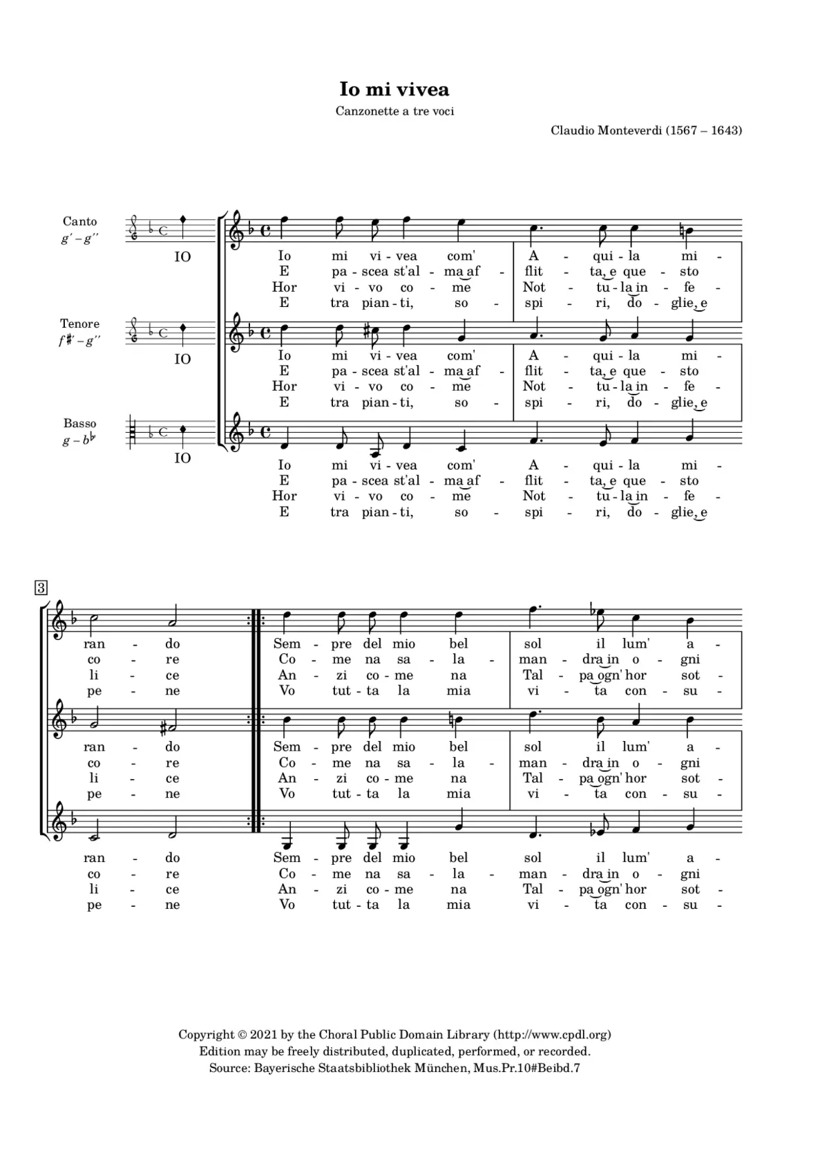 Io mi vivea com' aquila - Page 1