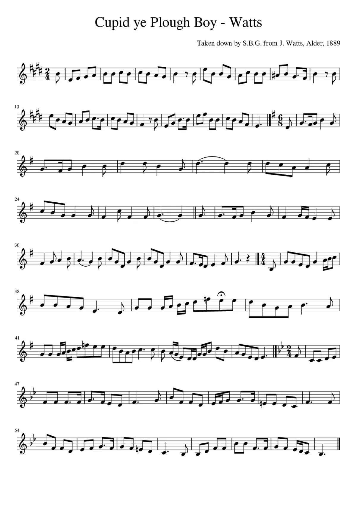 Cupid ye Plough Boy - Watts - Page 1