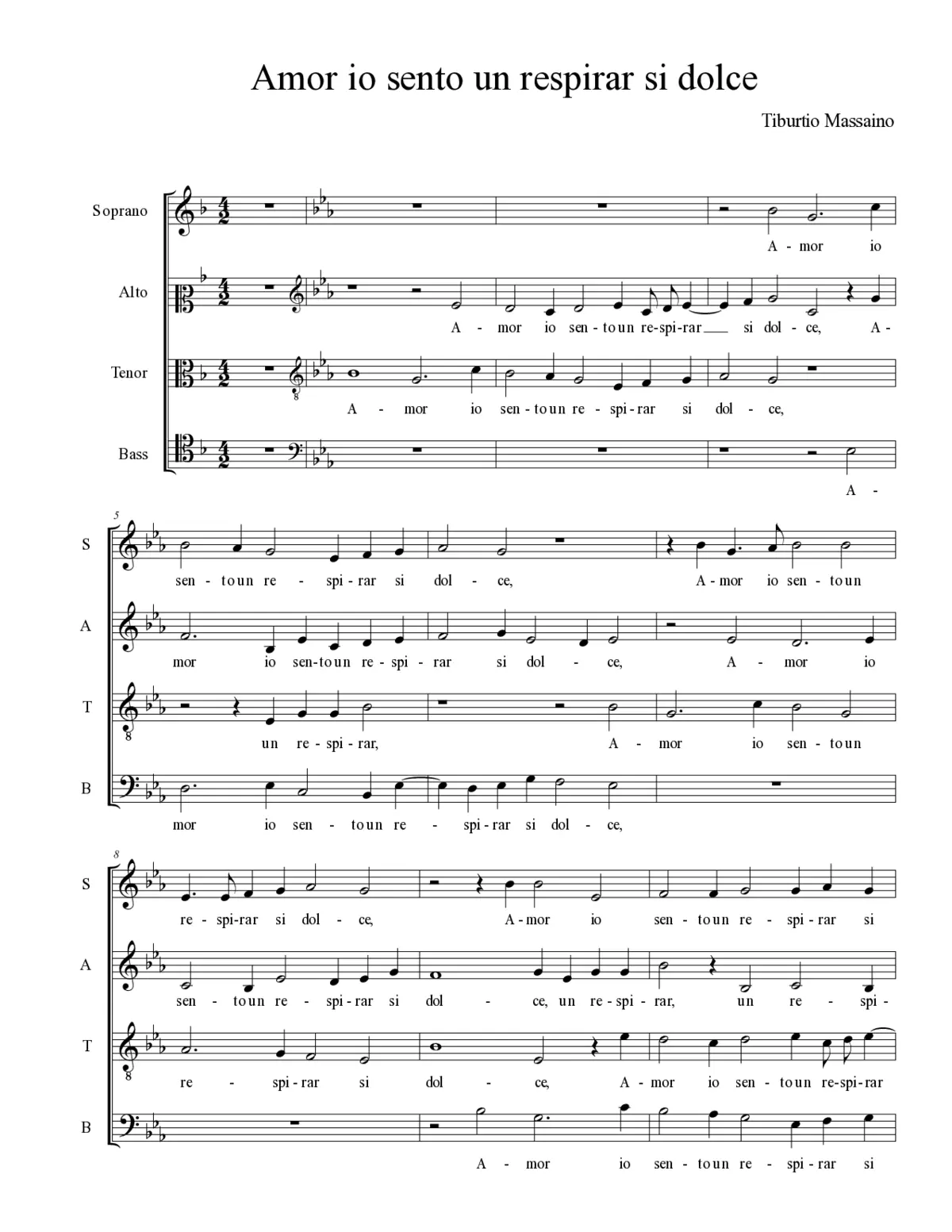 Amor io sento un respirar si dolce - Page 1