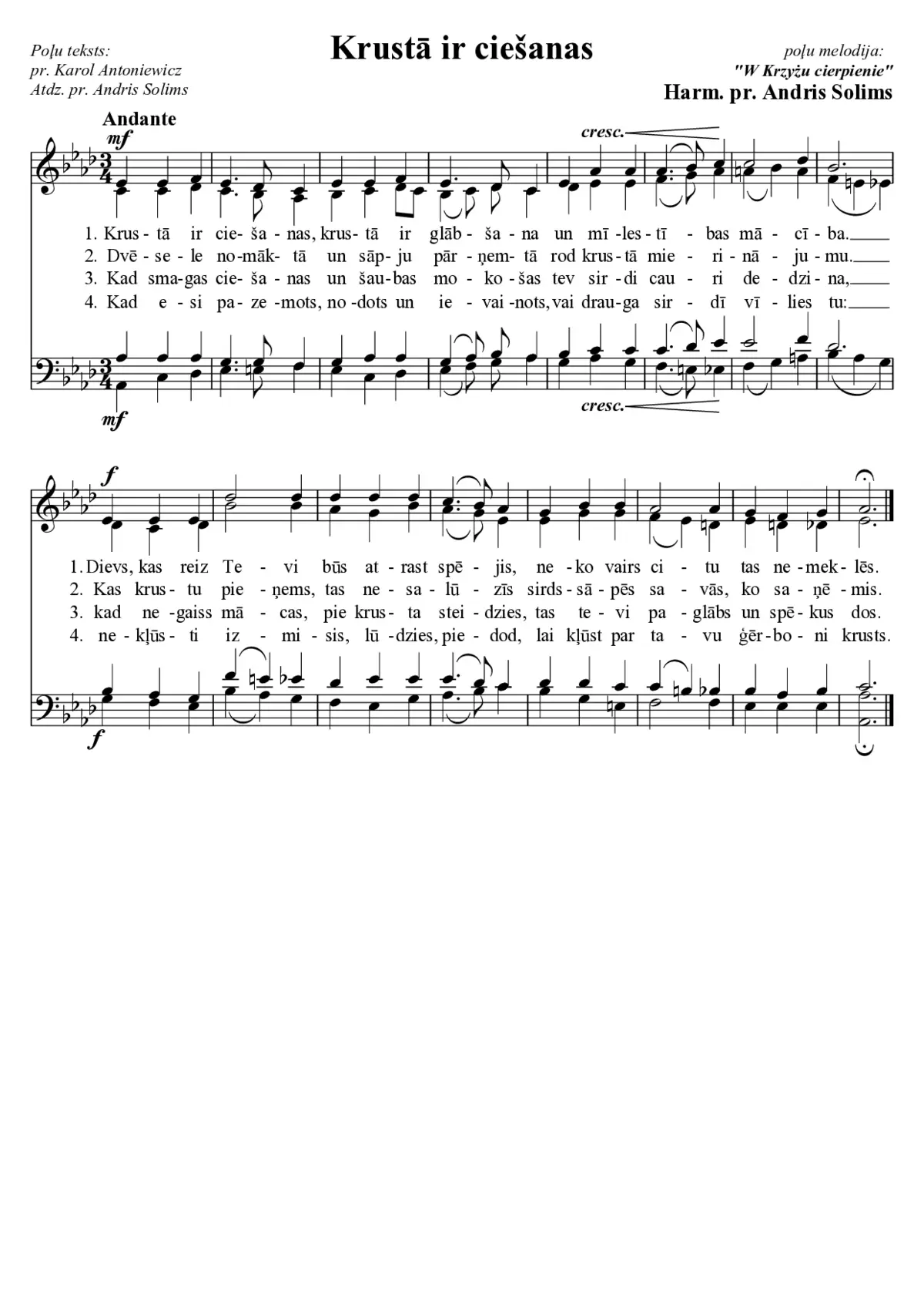 Krustā ir ciešanas (W Krzyżu cierpienie) (Andris Solims (harm.)) - Page 1