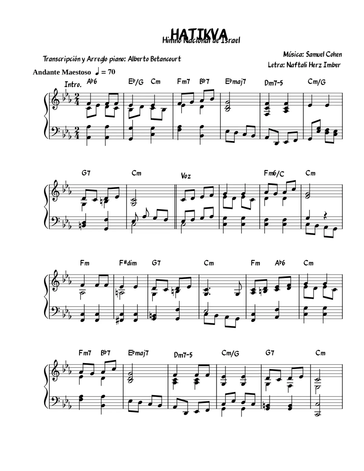 hatikva israeli national anthem - Page 1