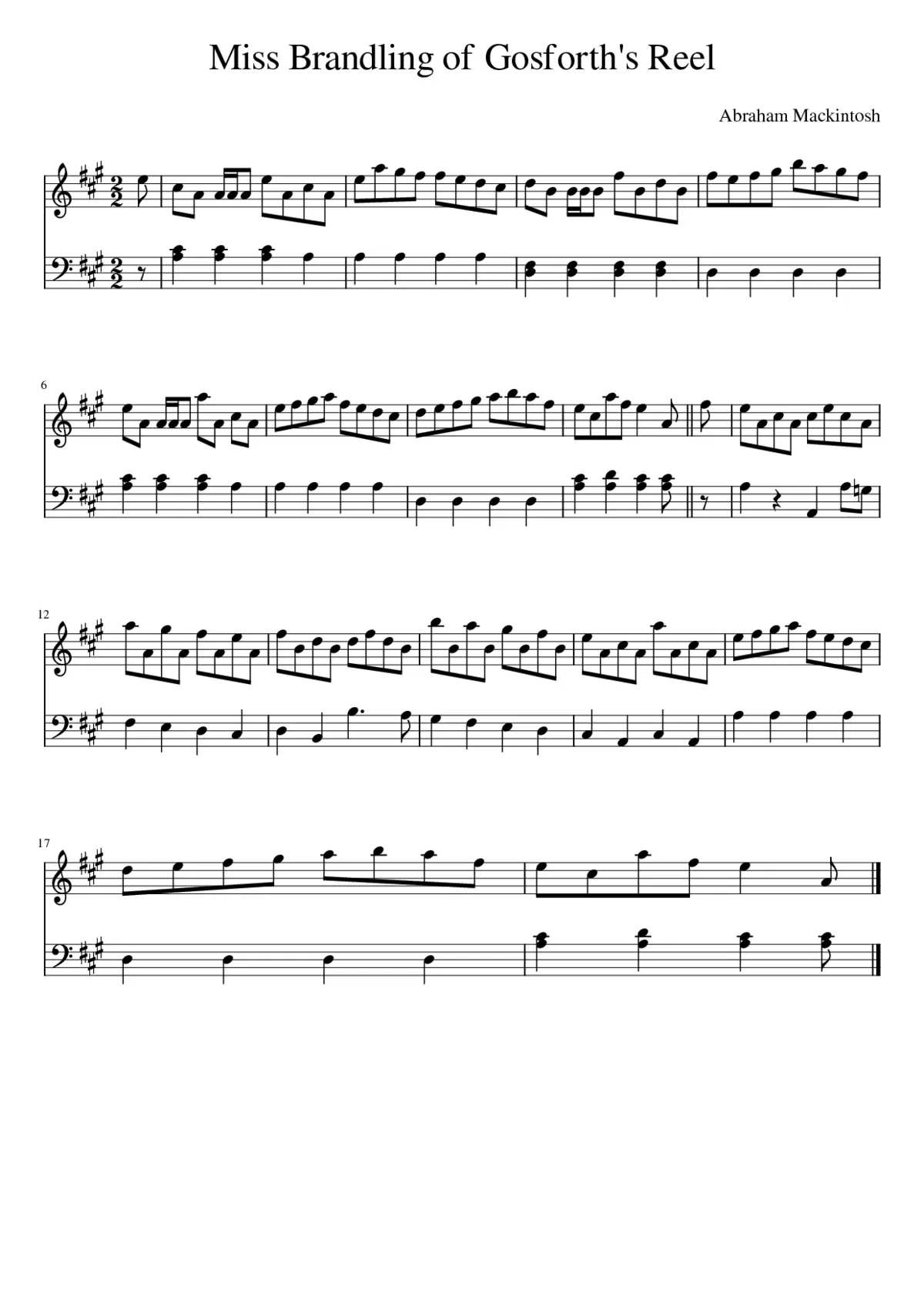 Miss Brandling of Gosforth's Reel - Page 1