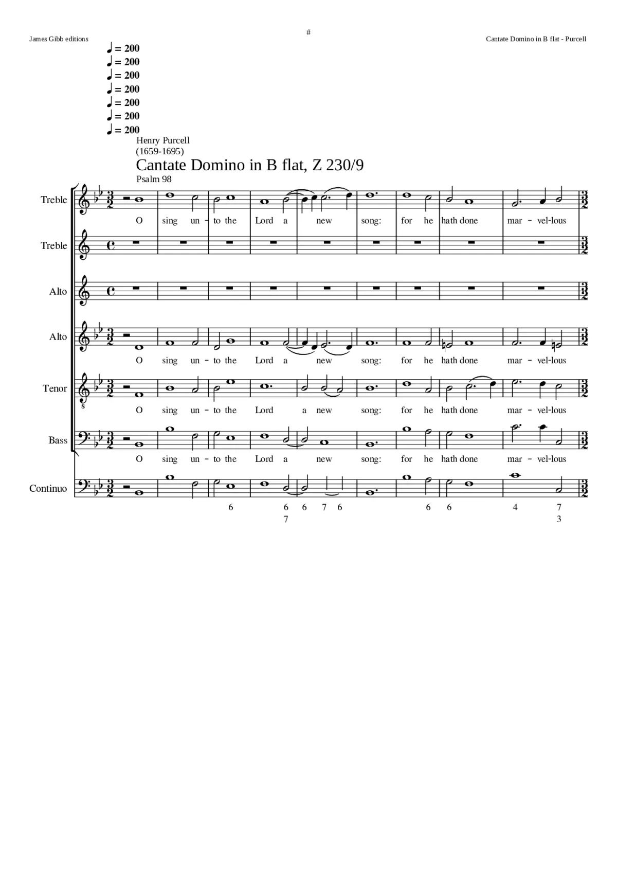 Cantate Domino in B flat Z 230/9 - Page 1
