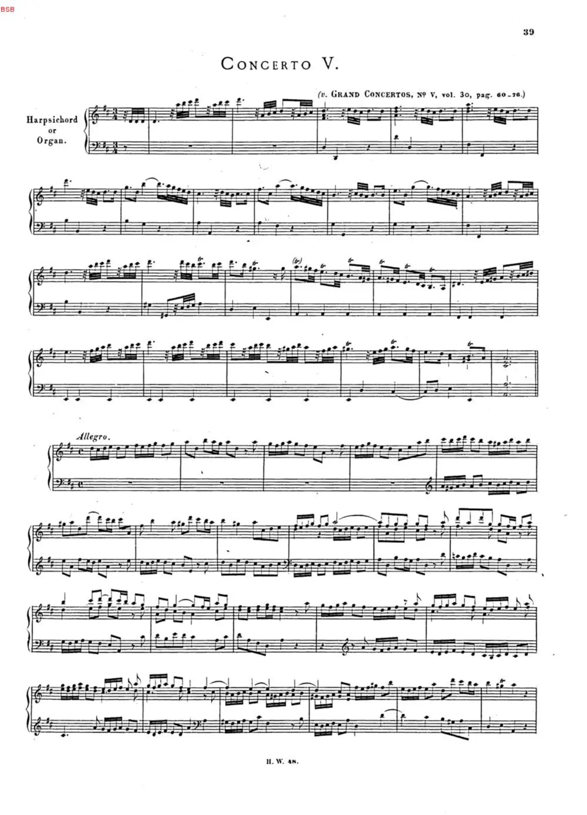 Organ Concerto in D major, HWV 299 - Page 1